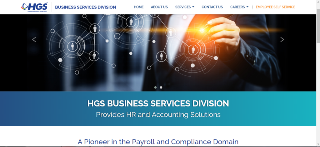Main interface of HGS online portal.