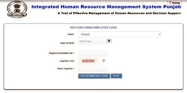 HRMS Punjab Employee Code 