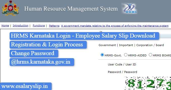 HRMS Karnataka Portal Salary Slip